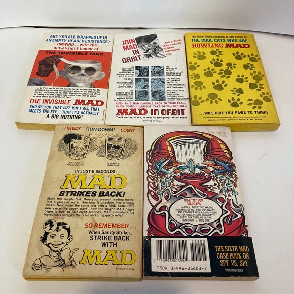 Lot of 5 Vintage 1960s 70s 80s Mad Magazine Books Howling Orbit Invisible Spy - Picture 2 of 9